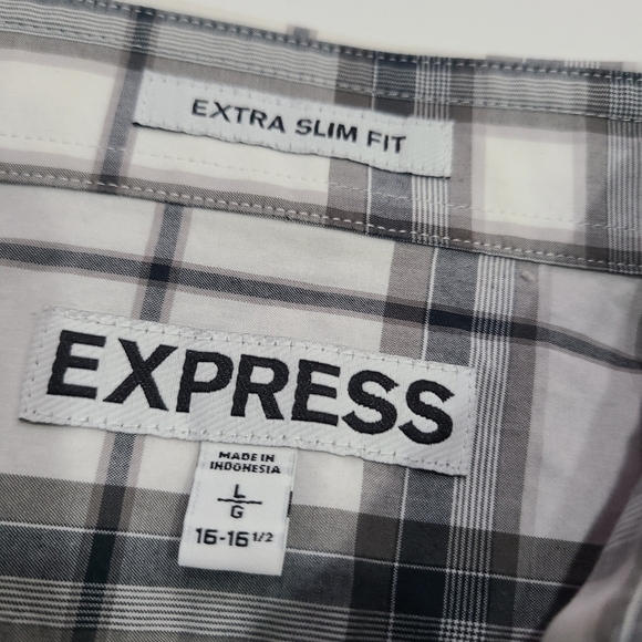 Express Lot Of 2 Men's Blue and Plaid Shirts Sz.L 16-16,5 - Picture 5 of 8